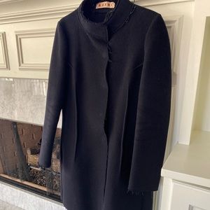 Marni raw edge virgin wool coat IT42 navy black